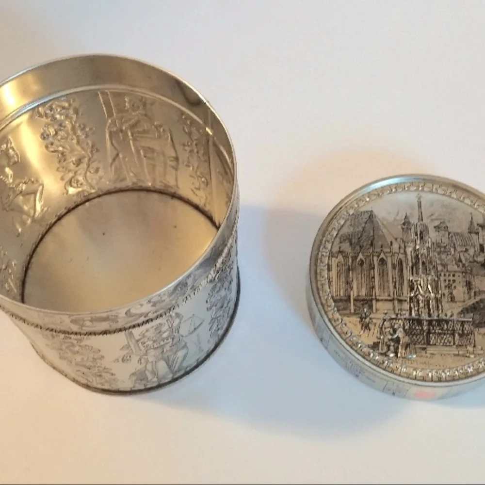 Vintage German Cookie Tin Schmidt Decorative Embossed Canister
